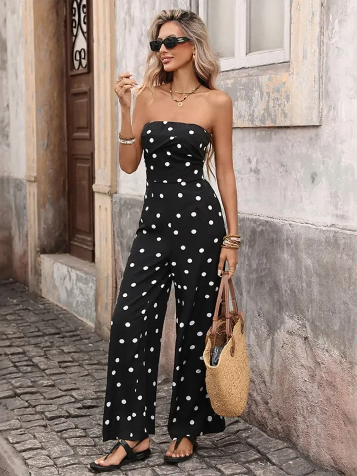 2026 New Jumpsuit Women Spring Summer Fashion Retro Polka Dot Print Sleeveless Strapless High Waist Casual Straight Jumpsuit
2026 New Jumpsuit Women Spring Summer Fashion Retro Polka Dot Print Sleeveless Strapless High Waist Casual Straight Jumpsuit