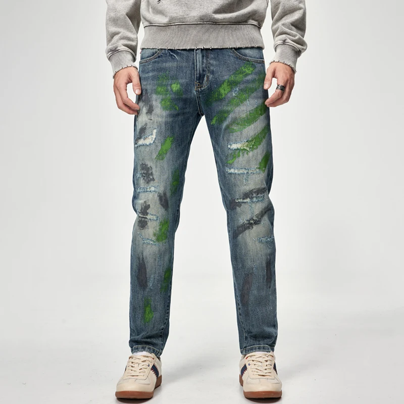 New Trendy Needle Sewn Jeans With Men'S Patches And Patches Heavy-Duty Embroidery Cool And Personalized Pants
New Trendy Needle Sewn Jeans With Men'S Patches And Patches Heavy-Duty Embroidery Cool And Personalized Pants