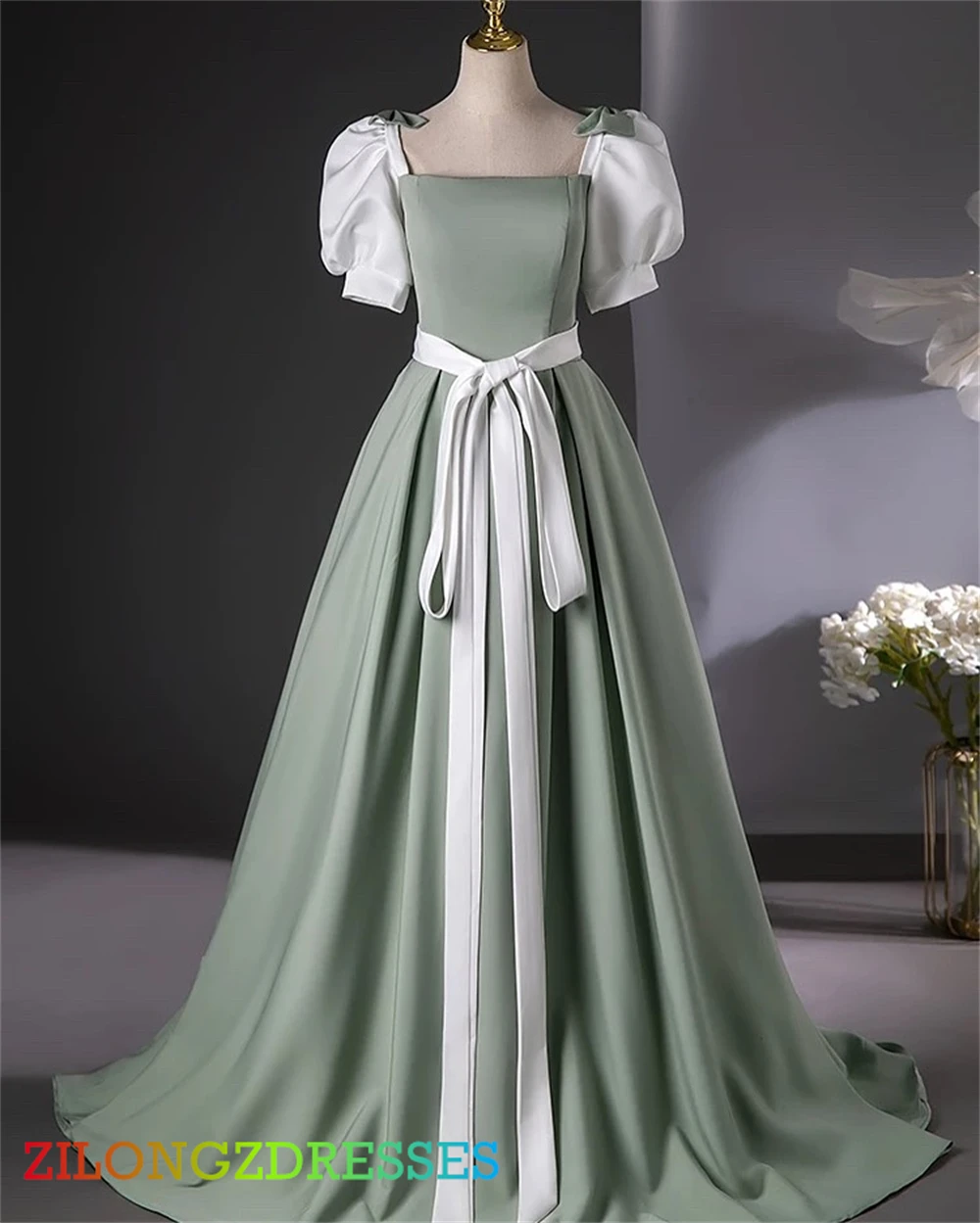 Customized Soft Satin Evening Dress Exquisite Square Collar Short Sleeves Special Occasion Gowns Luxury Vestido De Fes
Customized Soft Satin Evening Dress Exquisite Square Collar Short Sleeves Special Occasion Gowns Luxury Vestido De Fes