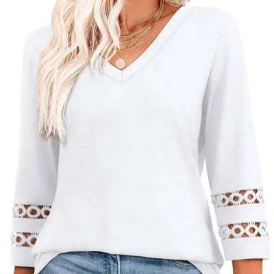 25 new European and American fashion solid color loose V-neck seven-quarter sleeve women's knitted sweater hollow casual top
25 new European and American fashion solid color loose V-neck seven-quarter sleeve women's knitted sweater hollow casual top