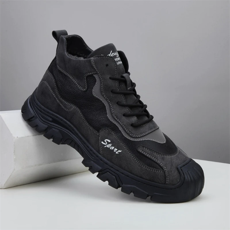 Мужские зимние повседневные ботинки с высоким берцем, на флисовой подкладке, из шерсти, спортивные, нескользящие, удобные, с интегрированной кожаной и меховой отделкой
Мужские зимние повседневные ботинки с высоким берцем, на флисовой подкладке, из шерсти, спортивные, нескользящие, удобные, с интегрированной кожаной и меховой отделкой