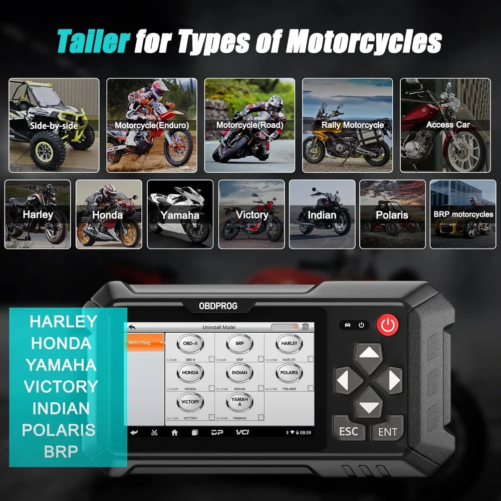 Moto 100 Motorcycle Diagnostic Tool, Full System Motorcycle OBD2 Scanner for Harley Honda Yamaha Victory Indian Polaris Brp,
Moto 100 Motorcycle Diagnostic Tool, Full System Motorcycle OBD2 Scanner for Harley Honda Yamaha Victory Indian Polaris Brp,