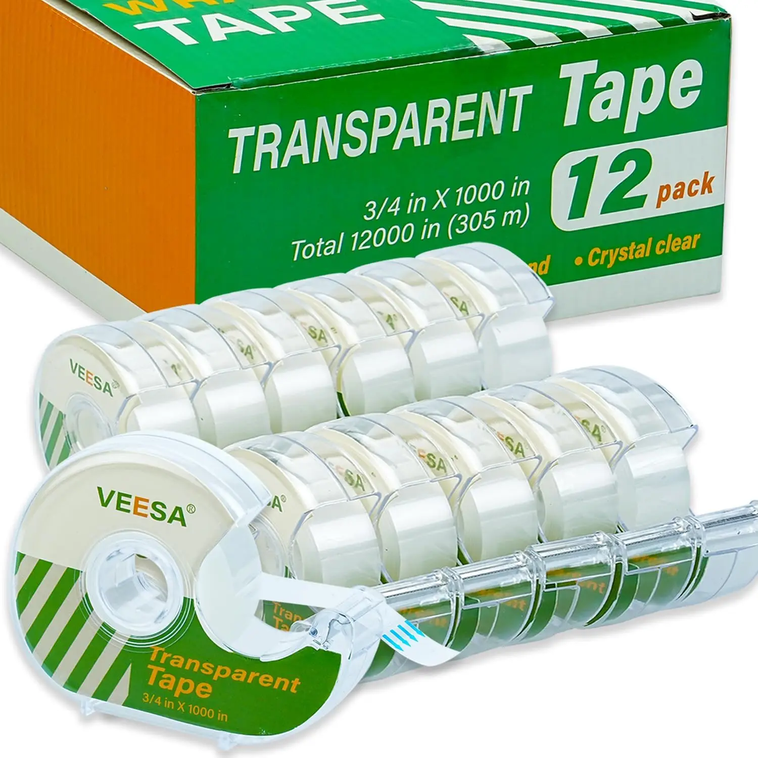 Clear Tape with Dispenser, 3/4 x 1000 Inches, 12 Rolls for Packing, Crafts & Home Office
Clear Tape with Dispenser, 3/4 x 1000 Inches, 12 Rolls for Packing, Crafts & Home Office