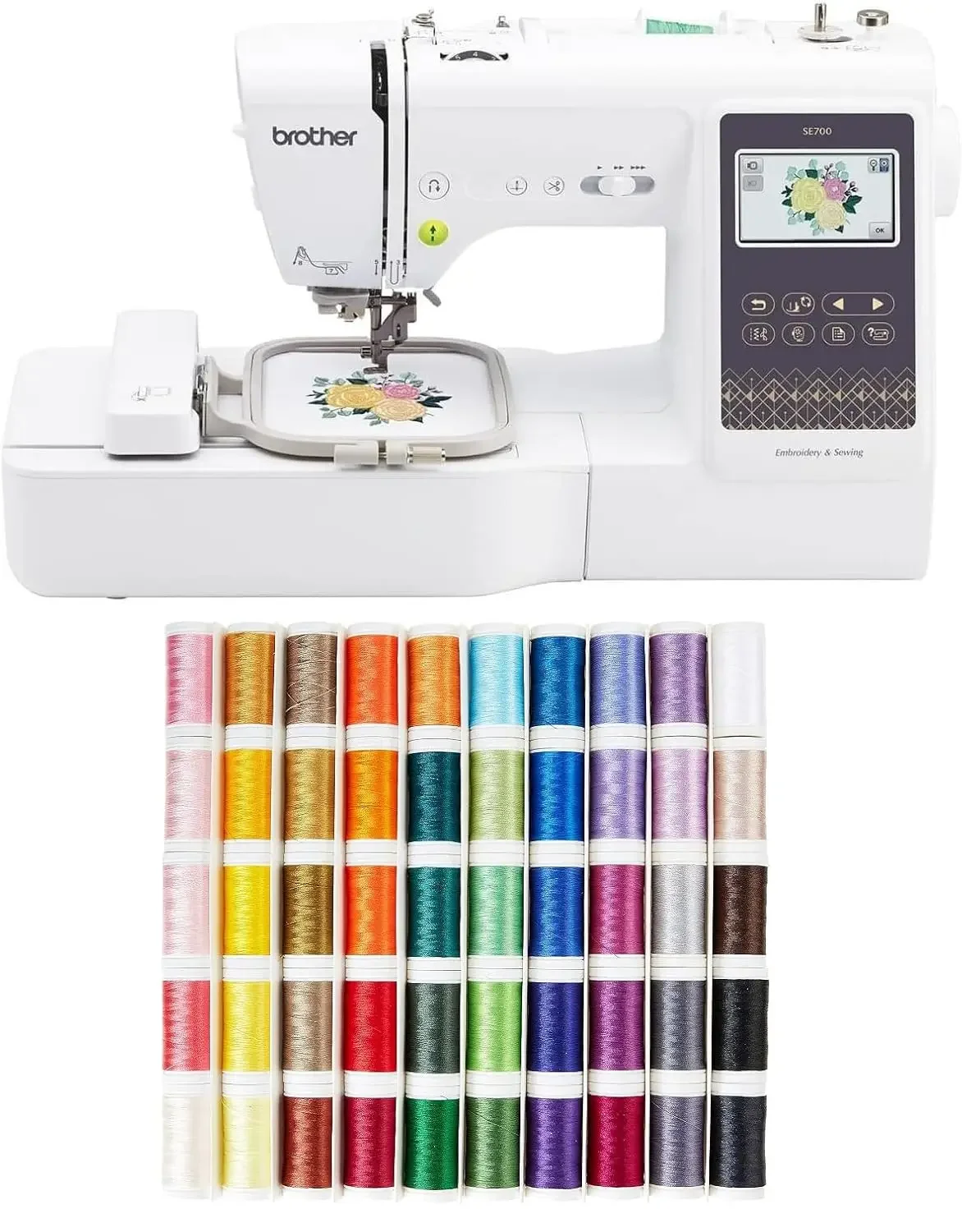 SE700 Sewing and Embroidery Machine with Wireless LAN, 4" x 4" Hoop Area, 3.7" Touchscreen, SA650 Designio 50-Color, Customized
SE700 Sewing and Embroidery Machine with Wireless LAN, 4" x 4" Hoop Area, 3.7" Touchscreen, SA650 Designio 50-Color, Customized