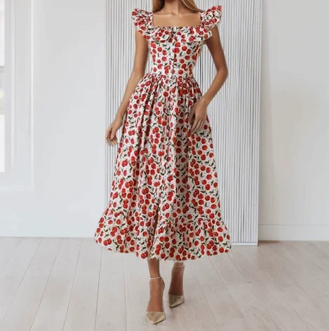 Women's Dress 2026 Spring Summer New Fashion Plant Printed Square Collar Sleeveless Cinched Waist Casual Daily Long Dress
Women's Dress 2026 Spring Summer New Fashion Plant Printed Square Collar Sleeveless Cinched Waist Casual Daily Long Dress