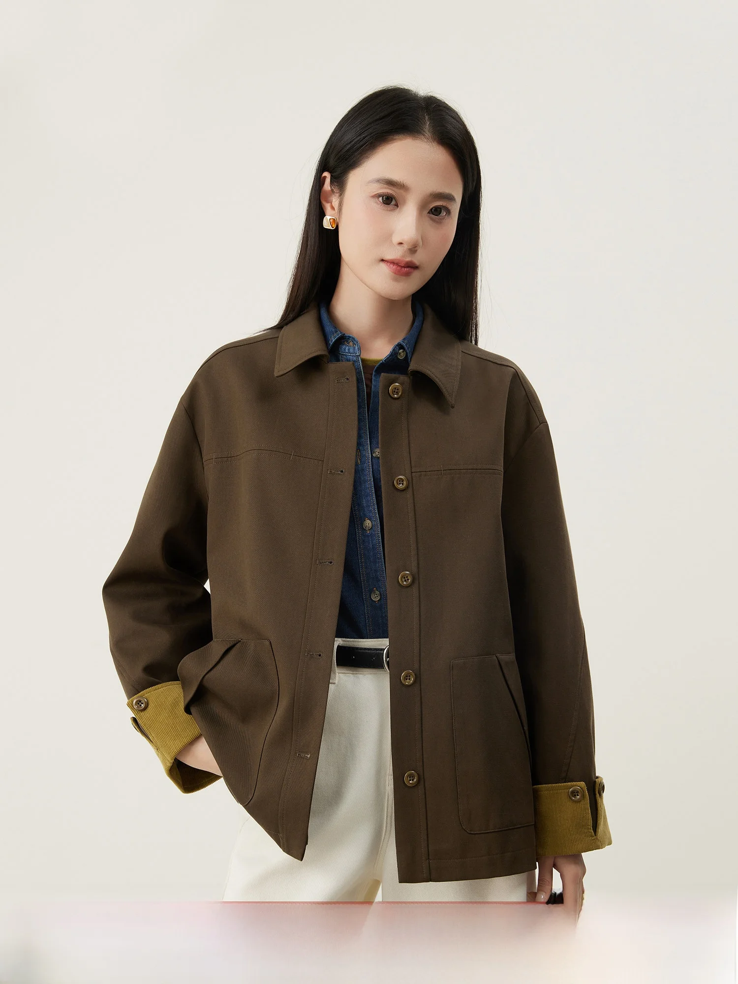 High Quali Retro Barn Sle Women's Workwear Cotton Velvet Color Blo Coat Loose Fit Long Sve Autumn Faion Outerwear
High Quali Retro Barn Sle Women's Workwear Cotton Velvet Color Blo Coat Loose Fit Long Sve Autumn Faion Outerwear