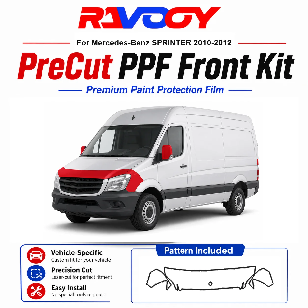 8.5mil TPU Precut PPF Kit For Mercedes-Benz SPRINTER 2010-2012 - Hood, Fenders & Mirror Set - Self-Healing Clear Bra Film
8.5mil TPU Precut PPF Kit For Mercedes-Benz SPRINTER 2010-2012 - Hood, Fenders & Mirror Set - Self-Healing Clear Bra Film
