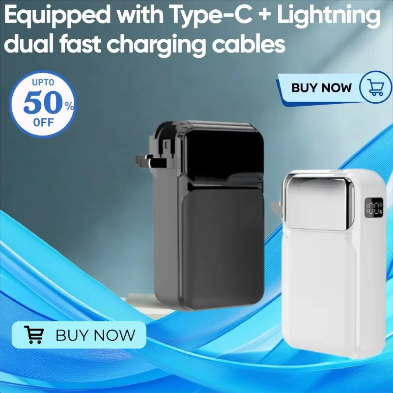 Built-in AC plug 22.5W power bank with large capacity 20000mAh PD20W built-in fast cable power bank
Built-in AC plug 22.5W power bank with large capacity 20000mAh PD20W built-in fast cable power bank