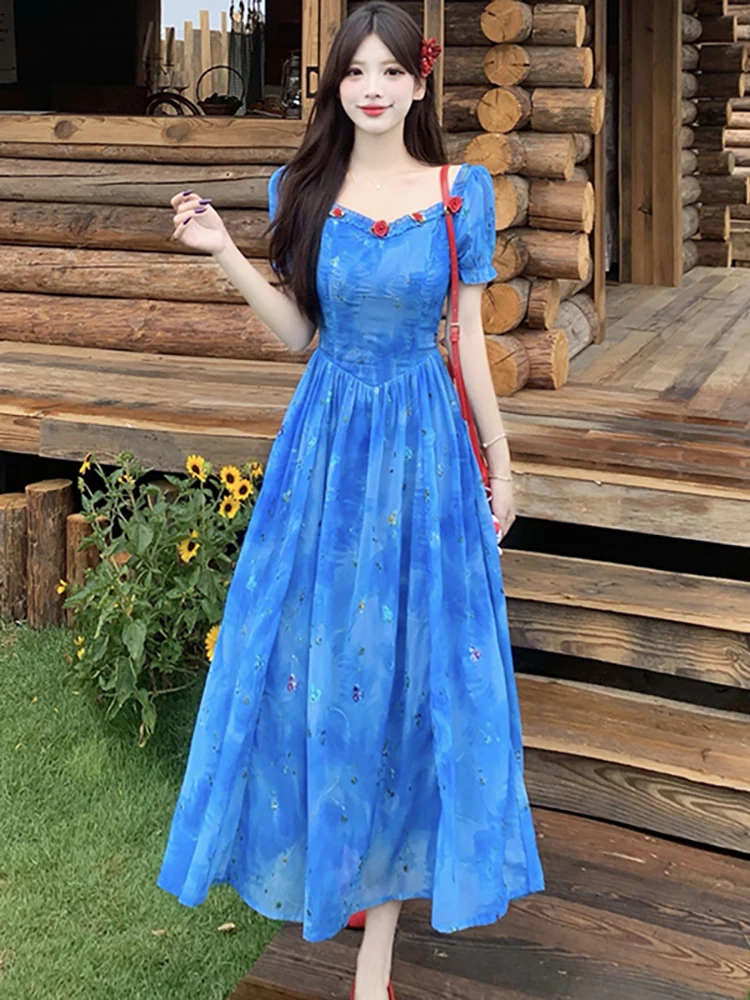 Summer Blue Chiffon Floral Square Collar Long Dress Korean Elegant Party Dresses Woman 2026 Fashion Bodycon Casual Holiday Dress
Summer Blue Chiffon Floral Square Collar Long Dress Korean Elegant Party Dresses Woman 2026 Fashion Bodycon Casual Holiday Dress