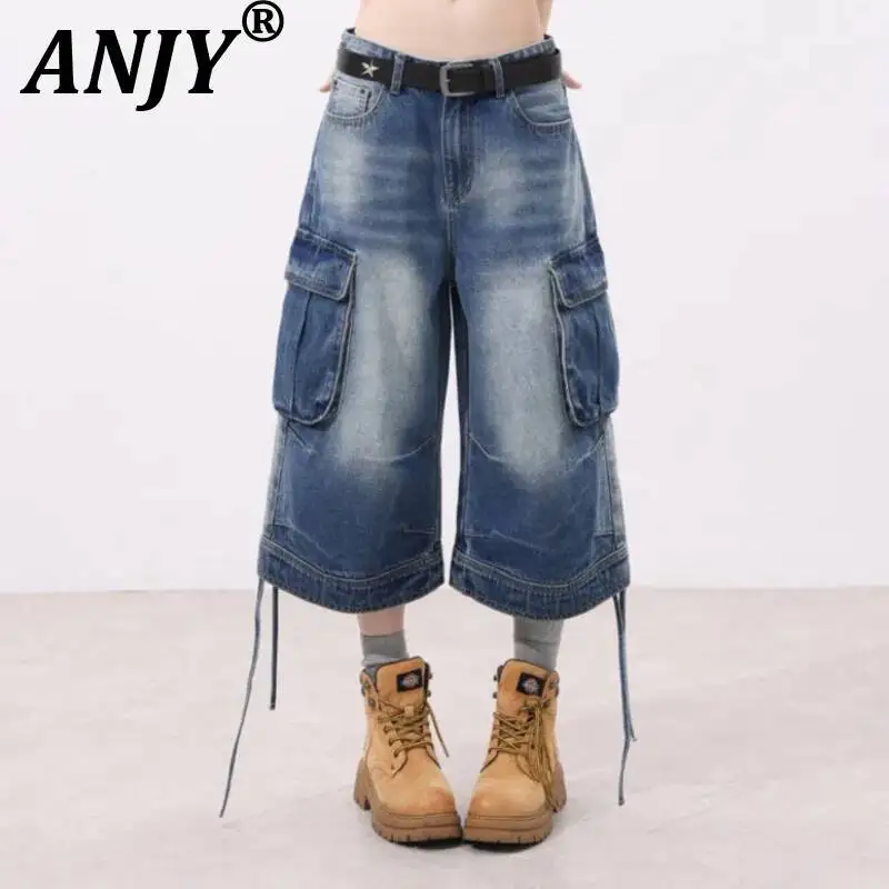 ANJY Spring Summer New Women Washed Retro High Street Loose Multi-Pocket Calf-Length Pants Fashion Trendy Wide-leg Jeans A23077
ANJY Spring Summer New Women Washed Retro High Street Loose Multi-Pocket Calf-Length Pants Fashion Trendy Wide-leg Jeans A23077