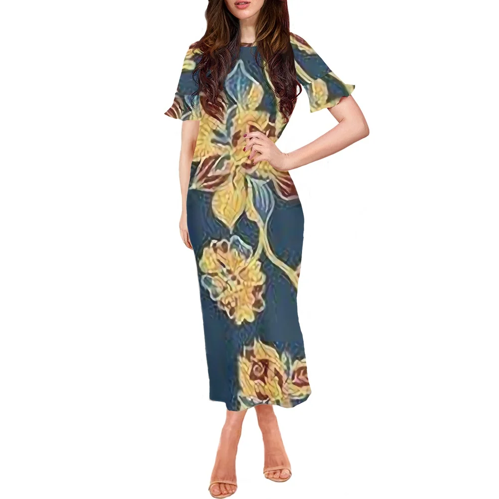 Luxury Design Long Dress Plus Size Women Gold Floral Printed Maxi Dress Hawaii Polynesian Tribal Print Short Sleeve Clothing
Luxury Design Long Dress Plus Size Women Gold Floral Printed Maxi Dress Hawaii Polynesian Tribal Print Short Sleeve Clothing