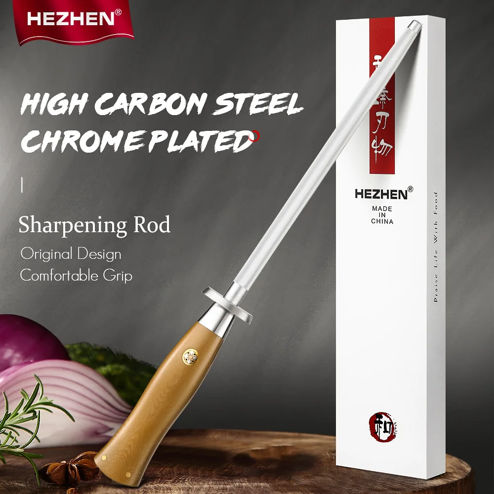 HEZHEN Knife Sharpener Rod Diamond Sharpening High Carbon Steel Chrome Plated Linen Micarta Handle Wear-Resistant Kitchen Tools
HEZHEN Knife Sharpener Rod Diamond Sharpening High Carbon Steel Chrome Plated Linen Micarta Handle Wear-Resistant Kitchen Tools
