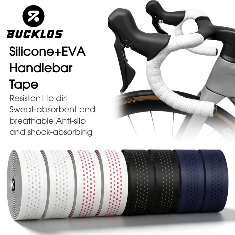 BUCKLOS Road Bike Handlebar Tape Silicone+EVA Anti-slip Shockproof Bicycle Bar Wraps Fixing Straps Cycling Tapes Bicycle Accesso
BUCKLOS Road Bike Handlebar Tape Silicone+EVA Anti-slip Shockproof Bicycle Bar Wraps Fixing Straps Cycling Tapes Bicycle Accesso