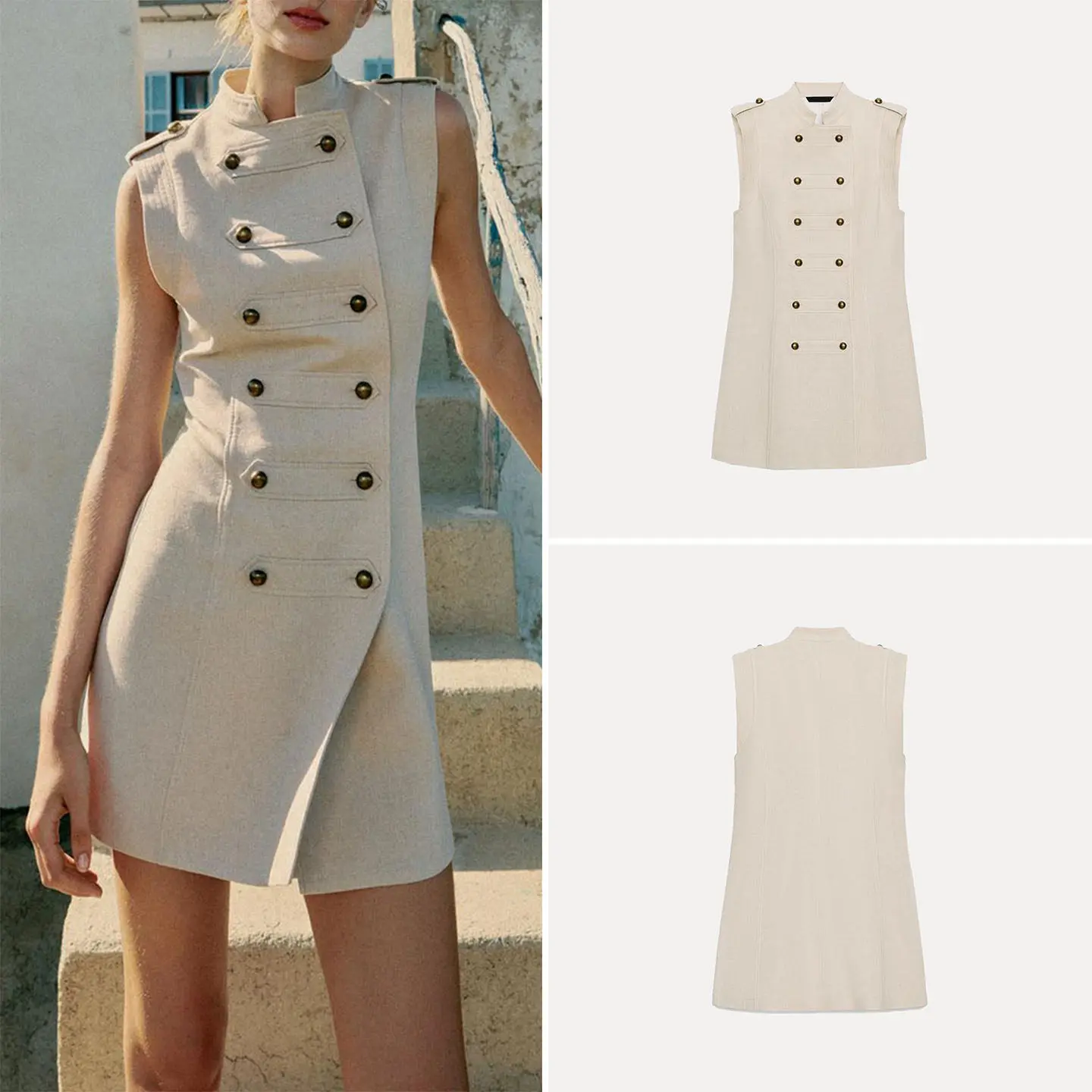 Fashionable Women's Sleeveless Knot Button Dress 2026 New Summer Clothing Neutral Style Casual Wear Slim Fit Stand Collar
Fashionable Women's Sleeveless Knot Button Dress 2026 New Summer Clothing Neutral Style Casual Wear Slim Fit Stand Collar