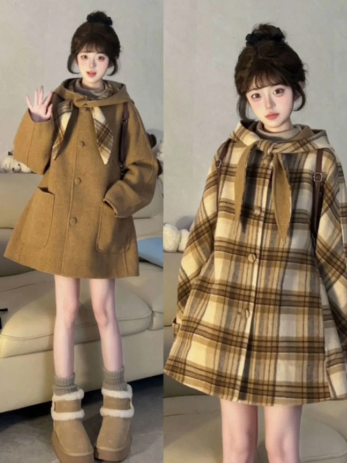 Retro Double-Sided Woolen Coat Hooded Cowl Neck Female Outerwear Korean Style Long Sleeve Regular Fit Anti-Stain Processed
Retro Double-Sided Woolen Coat Hooded Cowl Neck Female Outerwear Korean Style Long Sleeve Regular Fit Anti-Stain Processed