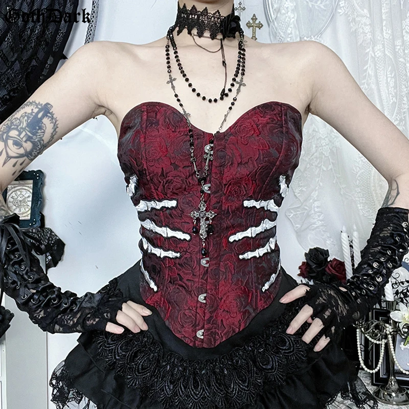 Goth Dark 90s Grunge Sexy Corset Top for Women Outfits Mall Gothic Halloween Jacquard Sleeveless Crop Tops Vintage Streetwear
Goth Dark 90s Grunge Sexy Corset Top for Women Outfits Mall Gothic Halloween Jacquard Sleeveless Crop Tops Vintage Streetwear