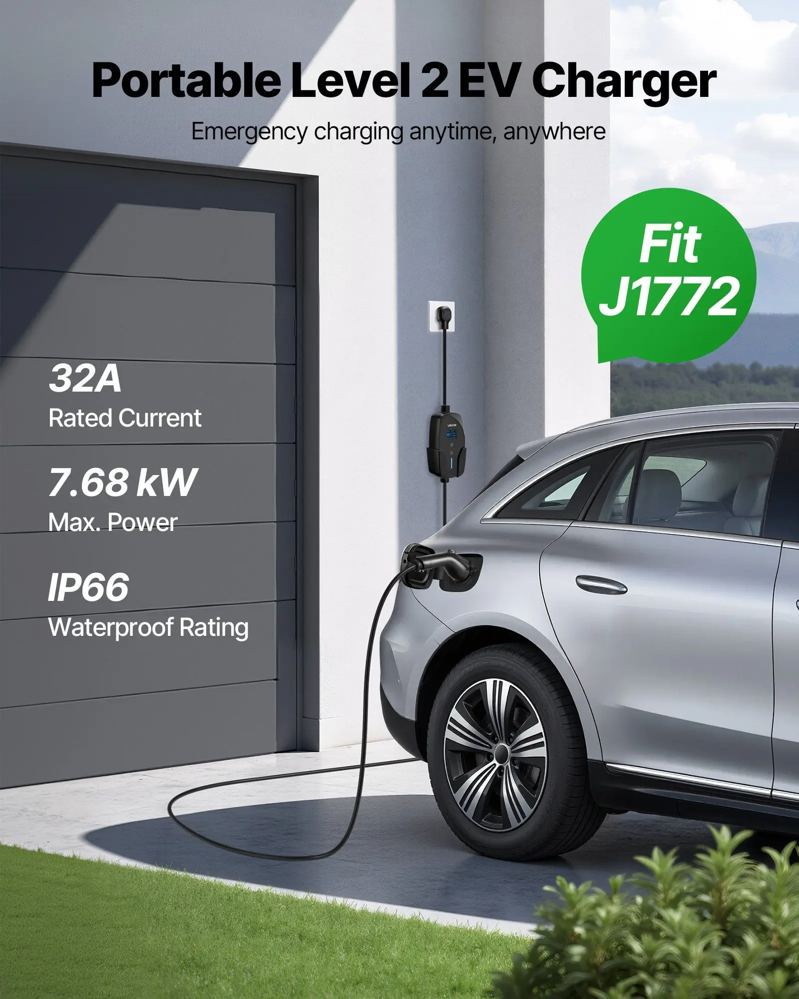 Level 2 EV Charger, 32 Amp Adjustable Current, 240V Electric Vehicle Portable Charger with 25 ft Charging Cable, NEMA 14-50P Plug, LCD Display, Plug-in Home Car Charging Station for SAE J1772 EV
Level 2 EV Charger, 32 Amp Adjustable Current, 240V Electric Vehicle Portable Charger with 25 ft Charging Cable, NEMA 14-50P Plug, LCD Display, Plug-in Home Car Charging Station for SAE J1772 EV