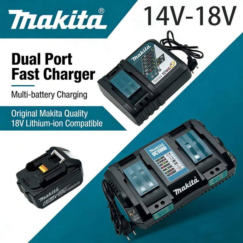 Original DC18RD 18V Dual Fast Charger Makita LXT Compatible BL1830 BL1415 BL1430 BL1840 BL1850 BL1860 14.4V-18V Li-ion Batteries
Original DC18RD 18V Dual Fast Charger Makita LXT Compatible BL1830 BL1415 BL1430 BL1840 BL1850 BL1860 14.4V-18V Li-ion Batteries