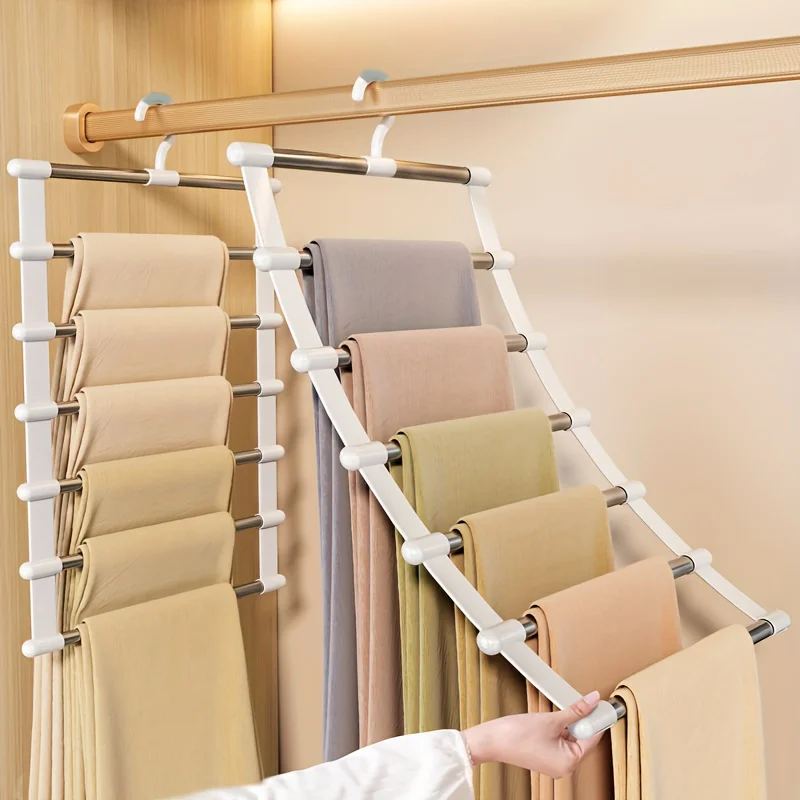 Multi functional pants rack, cloud ladder hanging, folding pants rack, stainless steel pants clip, multi-layer seamless storage
Multi functional pants rack, cloud ladder hanging, folding pants rack, stainless steel pants clip, multi-layer seamless storage