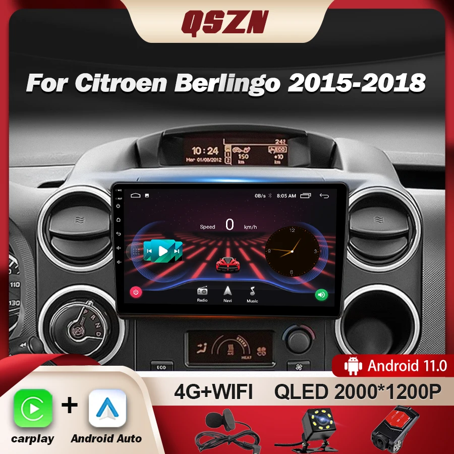 Автомагнитола QSZN CarPlay для Citroen Berlingo 2 B9 2008-2018 для Peugeot Partner Android13 мультимедийный видеоплеер Navi GPS
Автомагнитола QSZN CarPlay для Citroen Berlingo 2 B9 2008-2018 для Peugeot Partner Android13 мультимедийный видеоплеер Navi GPS