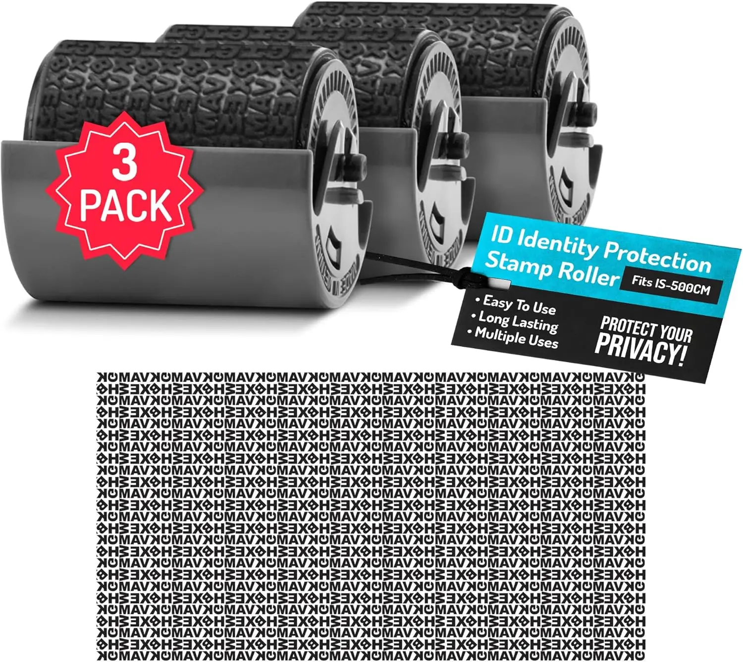 Identity Protection Stamp Roller Refill (3-Pack), Fits IS-500CM, Covers 6 Lines, 1600 Impressions Each
Identity Protection Stamp Roller Refill (3-Pack), Fits IS-500CM, Covers 6 Lines, 1600 Impressions Each