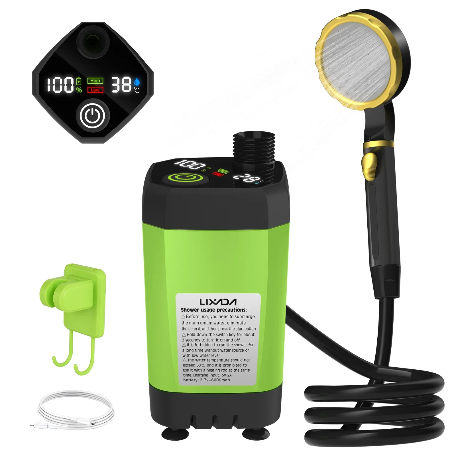 Portable Camping Shower Pump 7800mah/9000mah Adjustable RV Outdoor Shower Kit Full Screen Intelligent Digital Display Cat bowl
Portable Camping Shower Pump 7800mah/9000mah Adjustable RV Outdoor Shower Kit Full Screen Intelligent Digital Display Cat bowl