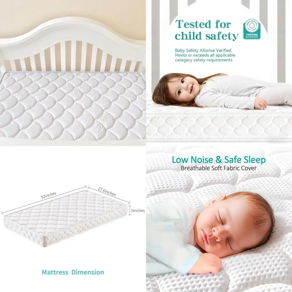 Two-Sided Crib and Toddler Mattress - 52 x 27.6 x 5, Knitted Fabric, Moisture-Wicking & Ventilated, Fits Standard Cribs and Todd
Two-Sided Crib and Toddler Mattress - 52 x 27.6 x 5, Knitted Fabric, Moisture-Wicking & Ventilated, Fits Standard Cribs and Todd