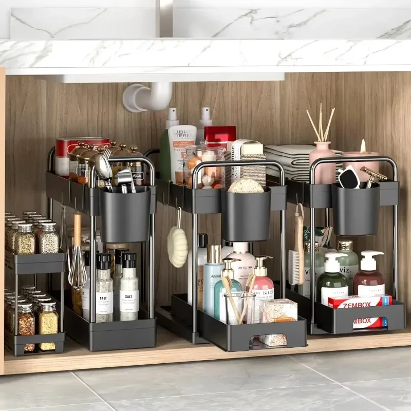 Stackable Bathroom Under the Sink Organizers Multi-Usage Kitchen Cabinet Organizers and Storage Sink Bath Shelf Baskets
Stackable Bathroom Under the Sink Organizers Multi-Usage Kitchen Cabinet Organizers and Storage Sink Bath Shelf Baskets