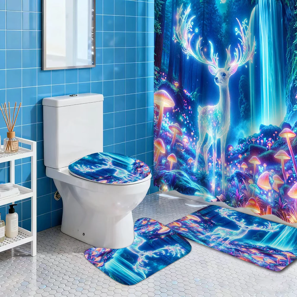 Deer Pattern Shower Curtain Bath Sets Non-Slip Bathroom Rug Toilet U With 12 Hooks bathroom decor and accessories
Deer Pattern Shower Curtain Bath Sets Non-Slip Bathroom Rug Toilet U With 12 Hooks bathroom decor and accessories