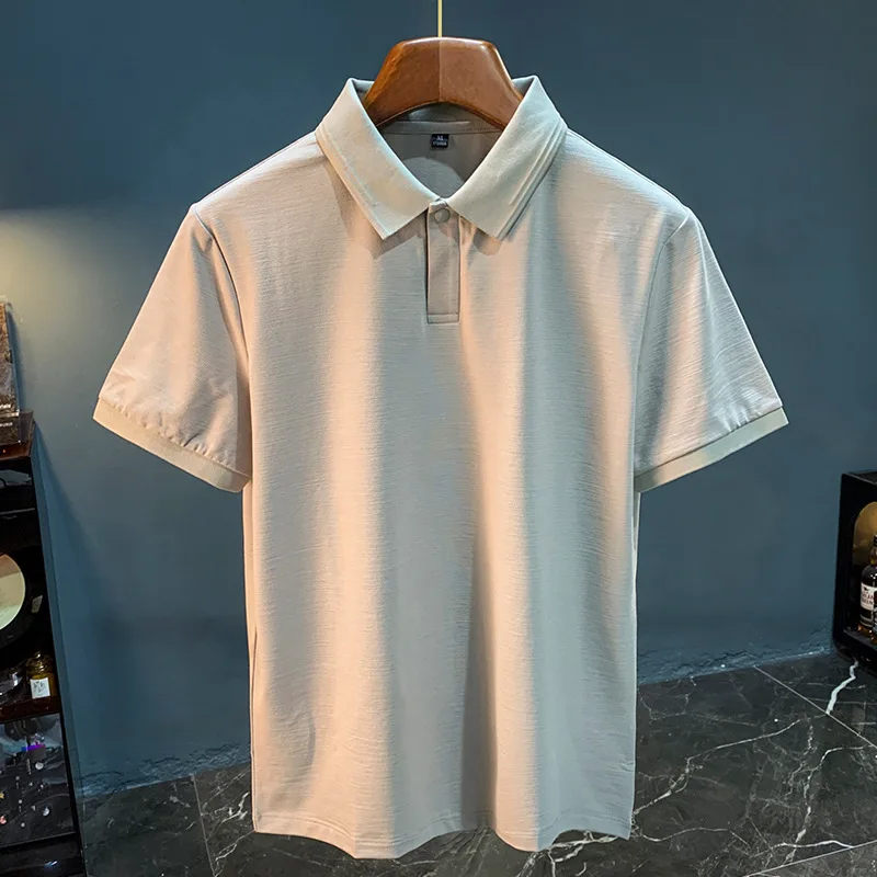 Single button lapel short sleeved polo shirt for men in summer, thin and quick drying ice silk breathable versatile casual half
Single button lapel short sleeved polo shirt for men in summer, thin and quick drying ice silk breathable versatile casual half