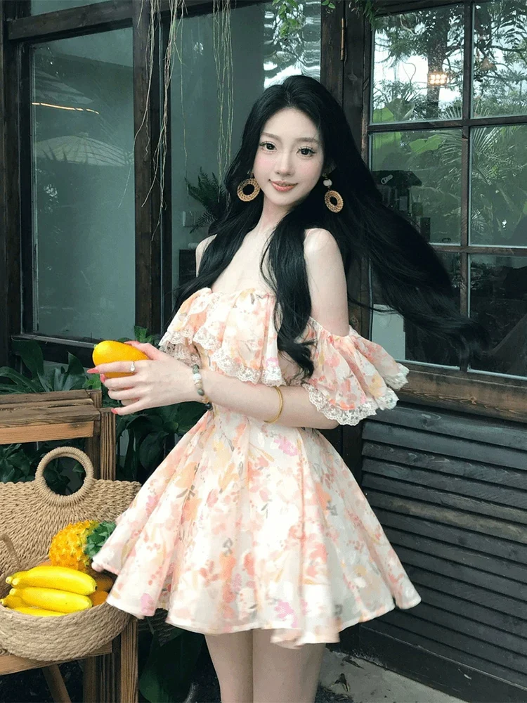 XZY plus Size Pure Desire Romantic Lace Floral Dress Women's Summer One Shoulder Waist Cinching Vacation Short Skirt
XZY plus Size Pure Desire Romantic Lace Floral Dress Women's Summer One Shoulder Waist Cinching Vacation Short Skirt