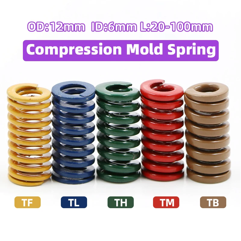 Creamily 2PCS Mold Spring Compression Spring Spiral Stamping Die Springs OD12mm ID6mm Length20-100mm Yellow/Blue/Red/Green/Brown
Creamily 2PCS Mold Spring Compression Spring Spiral Stamping Die Springs OD12mm ID6mm Length20-100mm Yellow/Blue/Red/Green/Brown