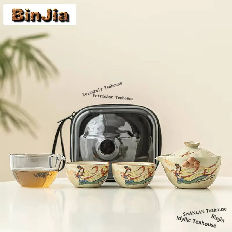 Ru Kiln Dunhuang Apsaras Чайный сервиз Набор Стеклянная ярмарка Чашка Чайник и набор чашек 1 горшок 2 чашки Чайник Кемпинг Портативный органайзер Сумка
Ru Kiln Dunhuang Apsaras Чайный сервиз Набор Стеклянная ярмарка Чашка Чайник и набор чашек 1 горшок 2 чашки Чайник Кемпинг Портативный органайзер Сумка