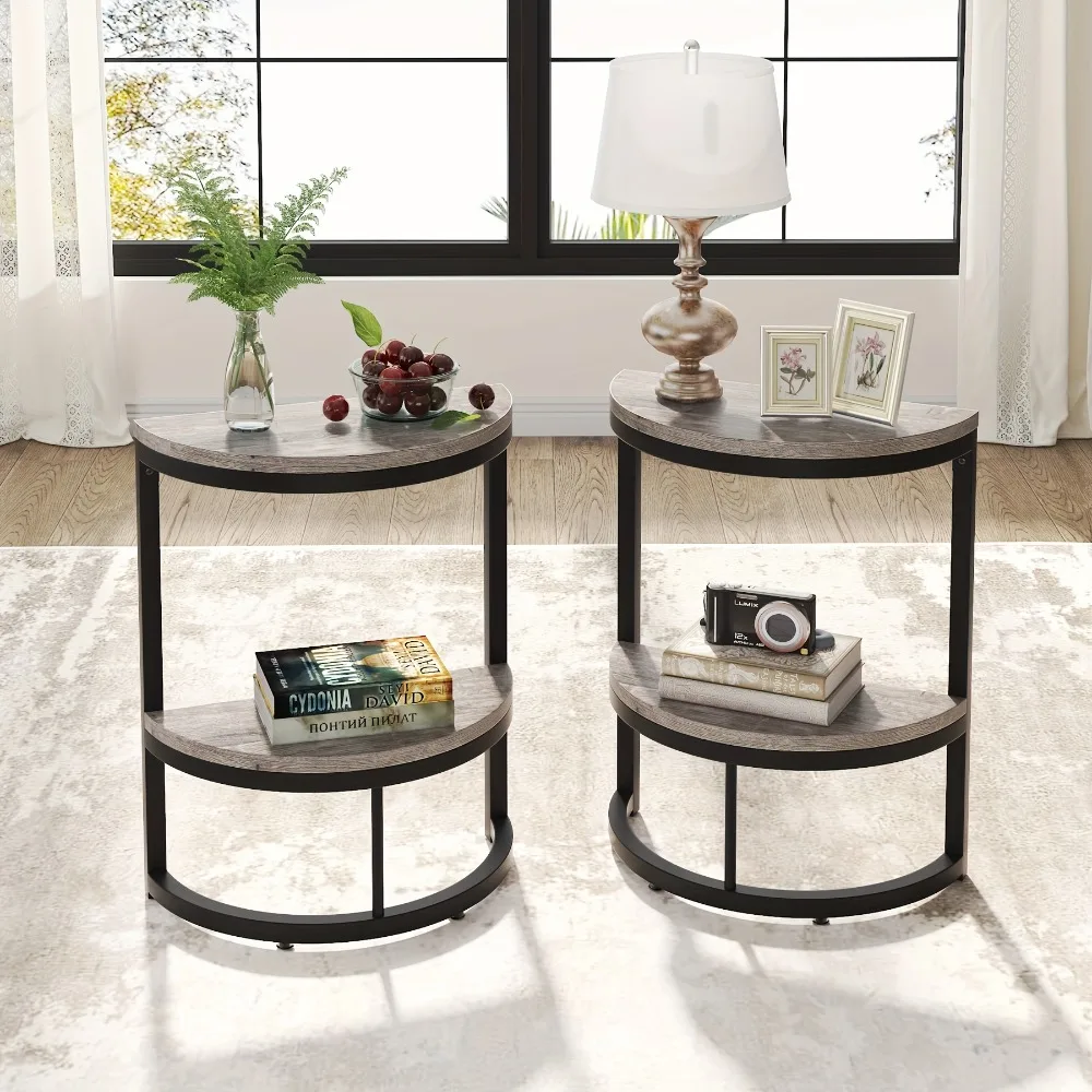 2-Tier Semi Circle End Table, Small Half Round Wood Accent Table With Storage Shelf, Slim C Table For Sofa, Couch, Bedroom, Living Room, Small Spaces, Easy Assembly
2-Tier Semi Circle End Table, Small Half Round Wood Accent Table With Storage Shelf, Slim C Table For Sofa, Couch, Bedroom, Living Room, Small Spaces, Easy Assembly