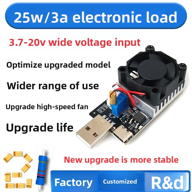USBAdjustable Constant Current Electronic Load Power Bank Tester Aging Discharge Module Fast Charging Discharge Resistor
USBAdjustable Constant Current Electronic Load Power Bank Tester Aging Discharge Module Fast Charging Discharge Resistor