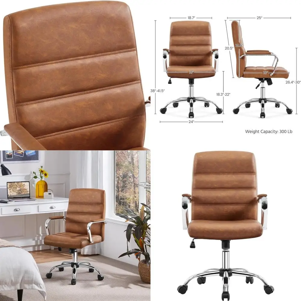 Офисное кресло с регулируемой высотой и поворотным механизмом, из искусственной кожи, со средней спинкой, в ретро-коричневом деловом стиле
Офисное кресло с регулируемой высотой и поворотным механизмом, из искусственной кожи, со средней спинкой, в ретро-коричневом деловом стиле