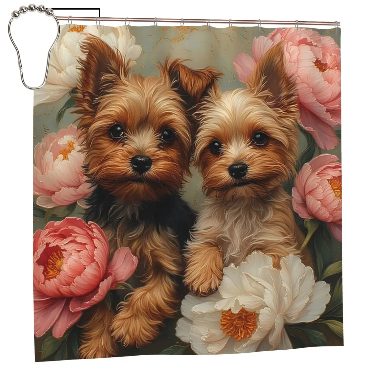 Yorkshire Terrier Puppies Among Peony Flowers Shower Curtain Bathroom Polyester Waterproof Bath Curtains with Hooks
Yorkshire Terrier Puppies Among Peony Flowers Shower Curtain Bathroom Polyester Waterproof Bath Curtains with Hooks