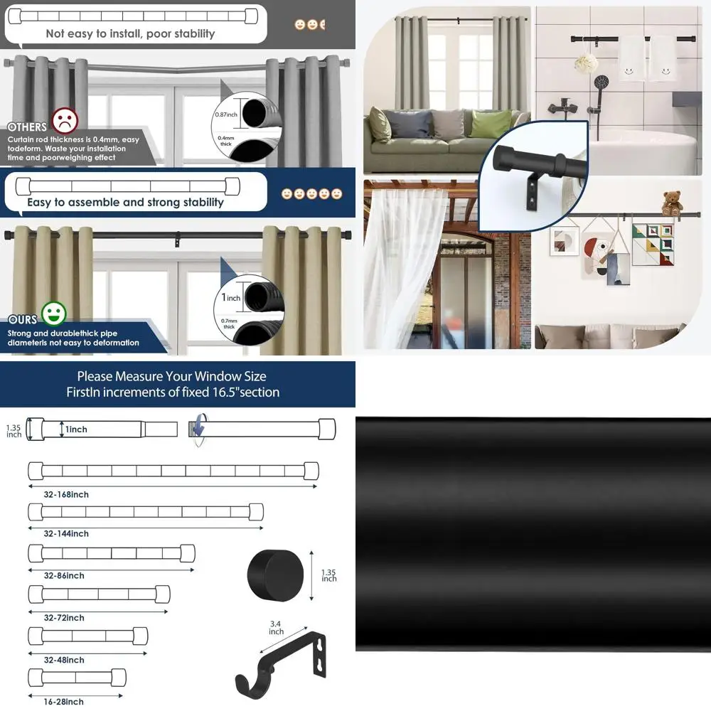 Black Modern 1 Wrap-Around Curtain Rod, 168-240 for Windows, Suitable for Indoor & Outdoor Use
Black Modern 1 Wrap-Around Curtain Rod, 168-240 for Windows, Suitable for Indoor & Outdoor Use