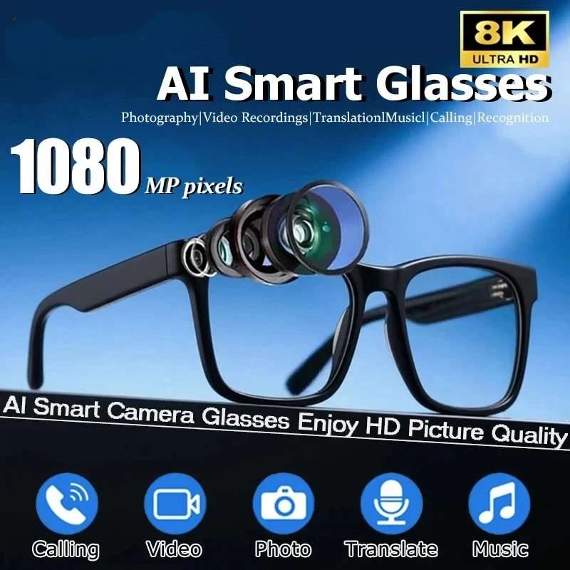 New 8K HD AI Smart Glasses Photochromic Multifunction Bluetooth Calling Voice Assistant Music Player Translate Camera Glasses
New 8K HD AI Smart Glasses Photochromic Multifunction Bluetooth Calling Voice Assistant Music Player Translate Camera Glasses