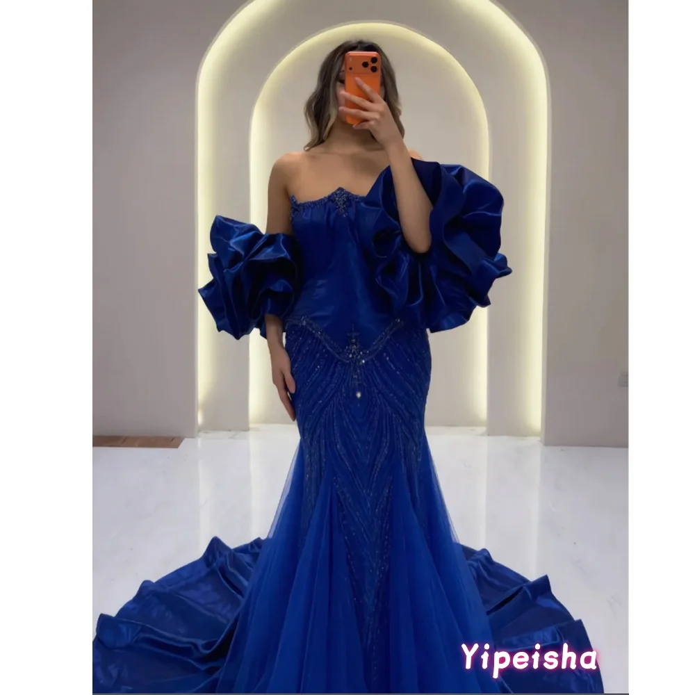 Luxury Satin Beaded Mermaid Evening Dress with Balloon Sleeves Elegant Formal Prom Gown for Women Customized
Luxury Satin Beaded Mermaid Evening Dress with Balloon Sleeves Elegant Formal Prom Gown for Women Customized