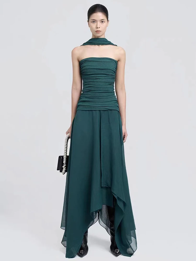 Sexy Halter Neck Irregular Patchwork Design Long Dress Women Green Sleeveless Backless Folds Slim Dresses Evening Party Gowns
Sexy Halter Neck Irregular Patchwork Design Long Dress Women Green Sleeveless Backless Folds Slim Dresses Evening Party Gowns