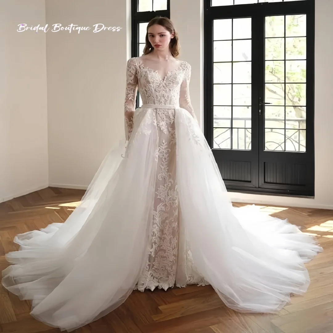 Элегантное свадебное платье русалки по индивидуальному заказу 2 в 1, кружевное платье с длинными рукавами и открытой спиной, большие размеры, со шлейфом, Vestidos De Novias
Элегантное свадебное платье русалки по индивидуальному заказу 2 в 1, кружевное платье с длинными рукавами и открытой спиной, большие размеры, со шлейфом, Vestidos De Novias