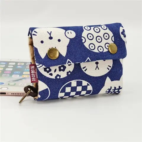 Canvas Cartoon Totoro Cat Printed Dog Women Fold Short Wallet Organizer Cute Mini Money Key Bag Coin Pocket Purse for Children