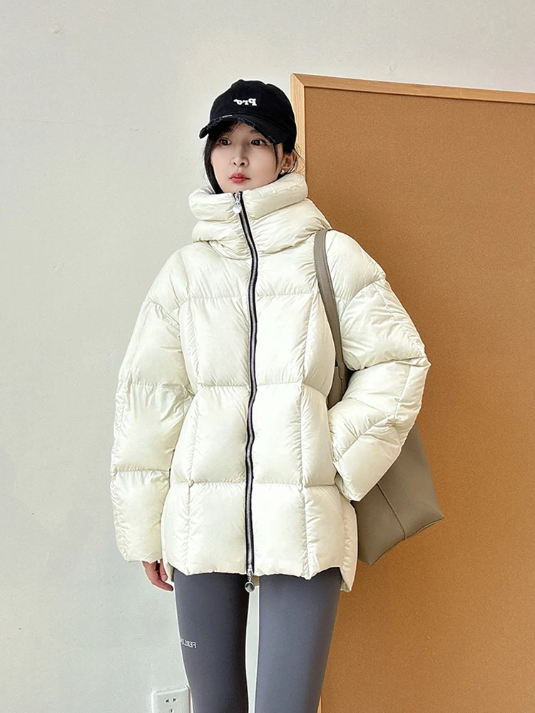 Зимняя утепленная куртка-пуховик Parker с капюшоном, женская однотонная свободная куртка на белом утином пуху, женская пушистая теплая верхняя одежда с двойной молнией
Зимняя утепленная куртка-пуховик Parker с капюшоном, женская однотонная свободная куртка на белом утином пуху, женская пушистая теплая верхняя одежда с двойной молнией