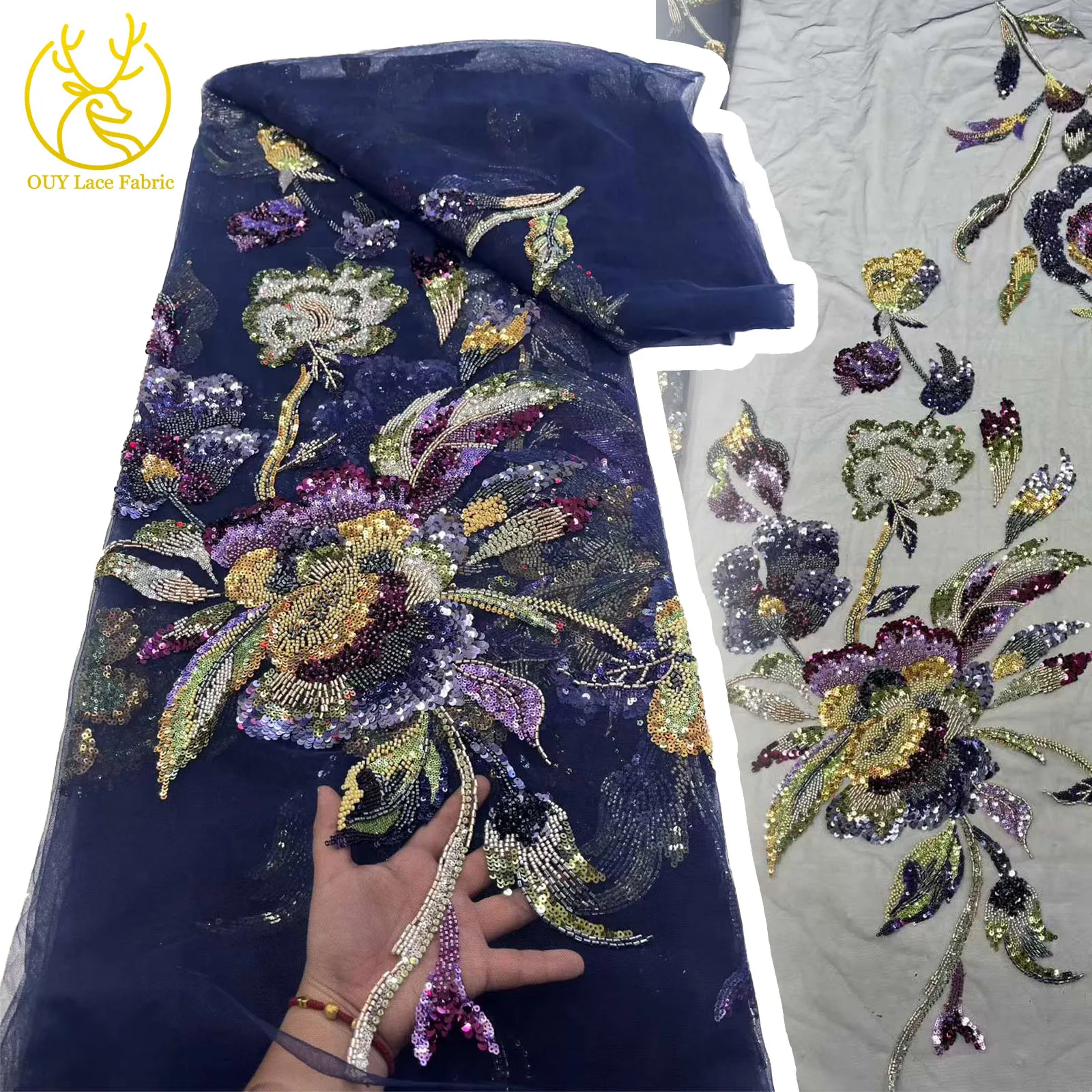African Beaded Lace Fabric 2025 High Quality Nigerian French Sequins Embroidered Floral Lace Fabric Ladies Party Evening Dresses
African Beaded Lace Fabric 2025 High Quality Nigerian French Sequins Embroidered Floral Lace Fabric Ladies Party Evening Dresses