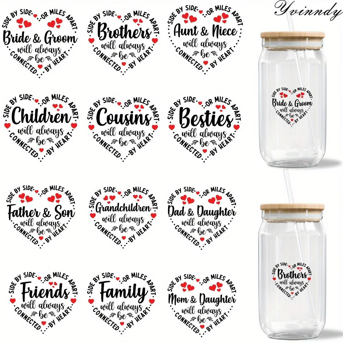 12Pcs/Set Sisters Quotes DIY Glass Jar UV DTF High Self-Adhesive Transfer Paper Is Suitable For Decorating Cups And Bottles
12Pcs/Set Sisters Quotes DIY Glass Jar UV DTF High Self-Adhesive Transfer Paper Is Suitable For Decorating Cups And Bottles