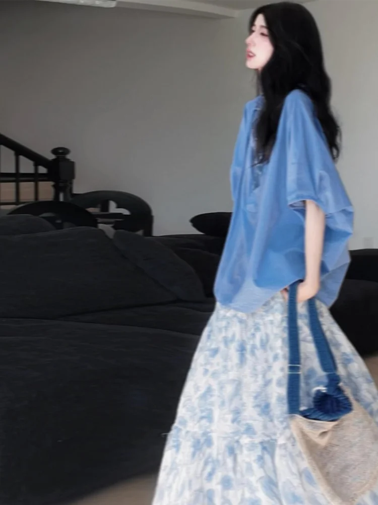 Blue Loose Women's Shirt Summer 2026 New Style Unique Beautiful Relaxing Slimming Trendy Cleanfit Collar Button up Pure ...
Blue Loose Women's Shirt Summer 2026 New Style Unique Beautiful Relaxing Slimming Trendy Cleanfit Collar Button up Pure ...