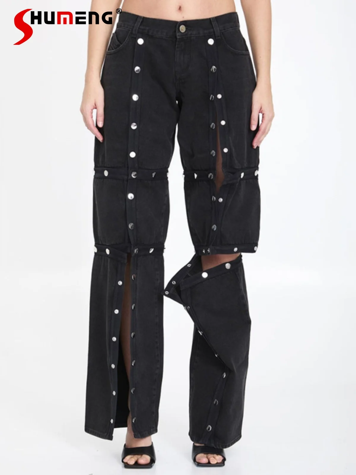 Women's Pants 2024 Spring New Fashion Street Personality Rivet Simple Straight-Leg Pants Irregular High Waist Black Trousers
Women's Pants 2024 Spring New Fashion Street Personality Rivet Simple Straight-Leg Pants Irregular High Waist Black Trousers
