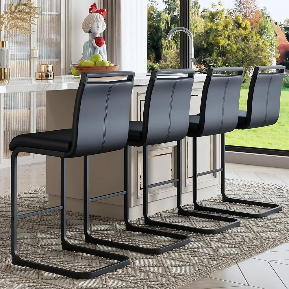 Set of 4 Black Metal Counter Height Bar Stools with Back Support for Kitchen Island or Pub Counter
Set of 4 Black Metal Counter Height Bar Stools with Back Support for Kitchen Island or Pub Counter