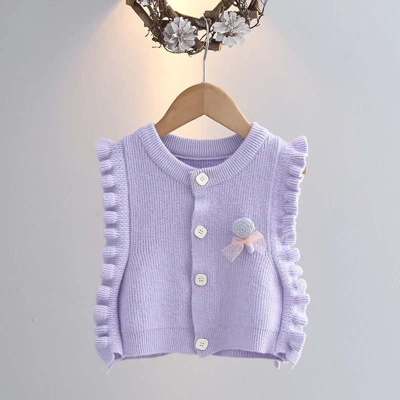 Sweet Children's Cardigan Sweater Fashion Round Neck Sleeveless Lace Tank Top Autumn Kids Girls Vest Thickened Top Knitted Coat
Sweet Children's Cardigan Sweater Fashion Round Neck Sleeveless Lace Tank Top Autumn Kids Girls Vest Thickened Top Knitted Coat